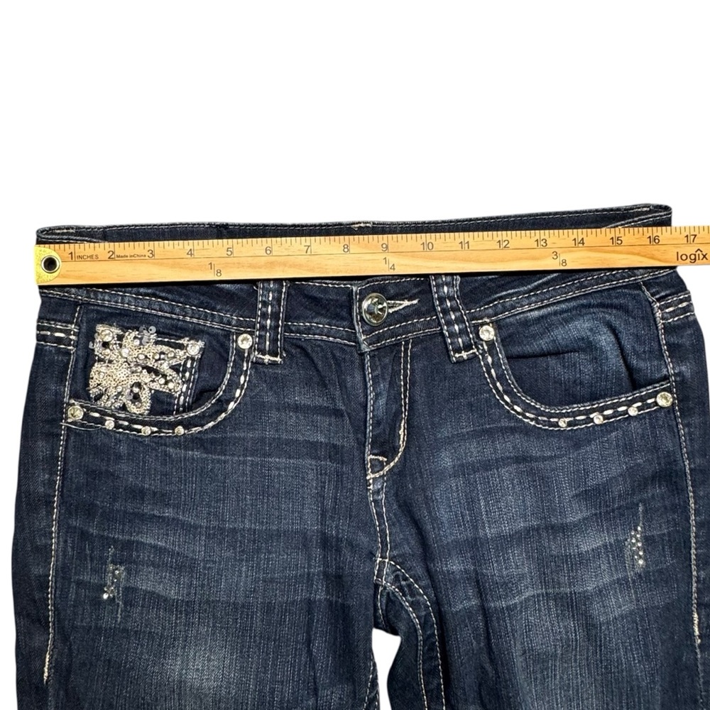 Grace In LA Jeans Y2K Low Rise Bootcut Womens 28‎ Blue Bling Embellished Casual - Picture 11 of 15